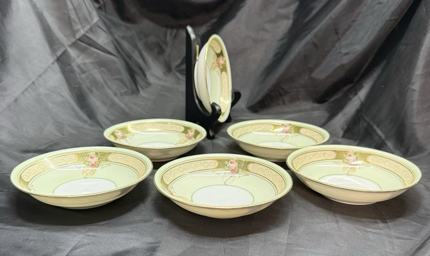 Antique Lot Of 6 Reinhold Schlegelmilch RS Germany Roses And Gold Dessert Bowls