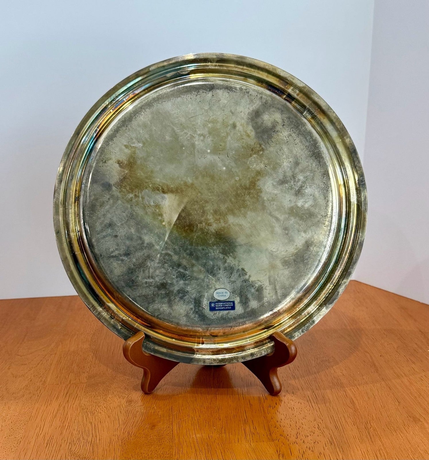 International Silver Company Round Silverplated Serving Tray ~11 Inch
