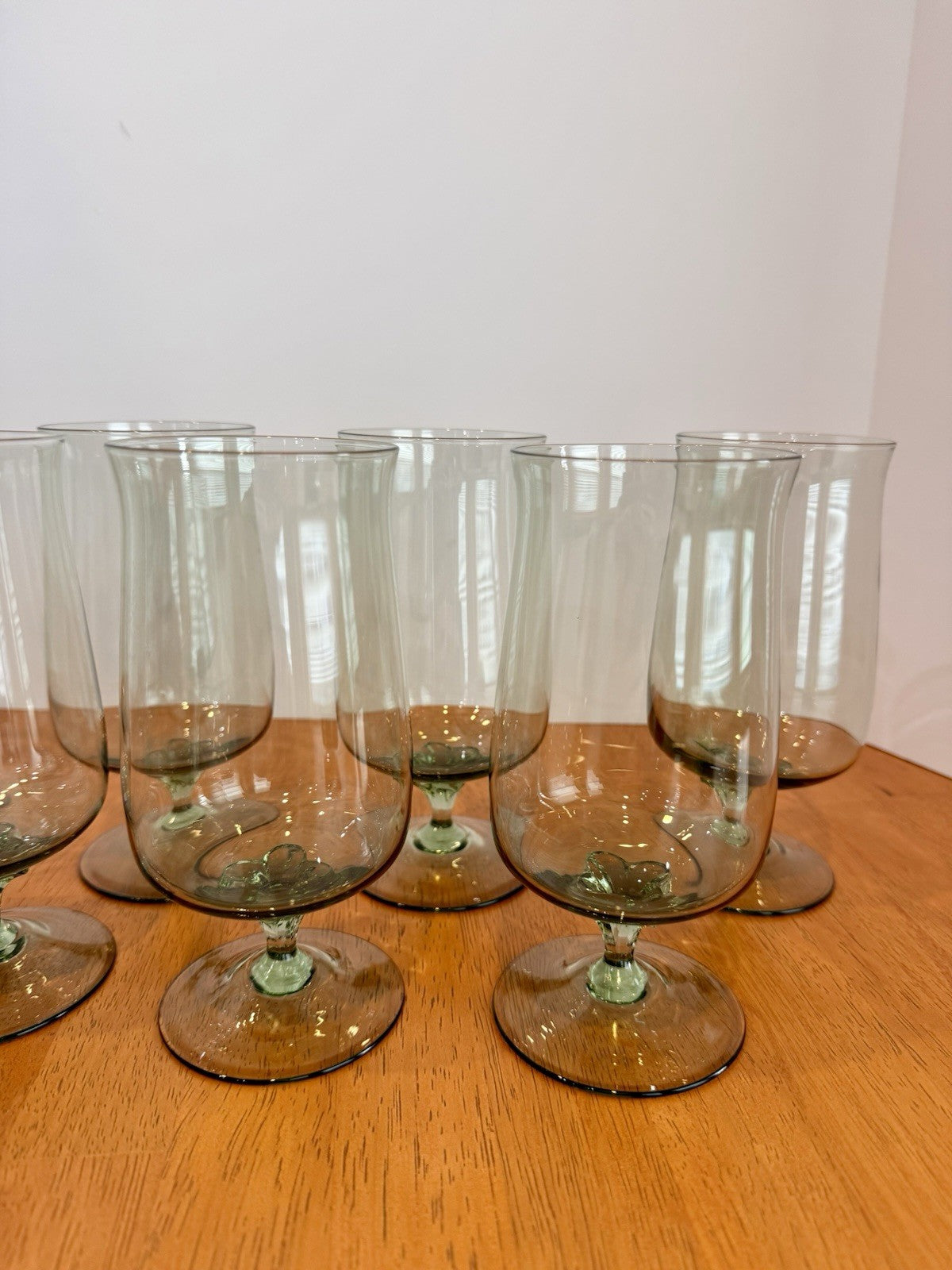 Vintage Set Of 8 Lenox Green Mist Iced Tea Goblets Expression Line Smoky Green