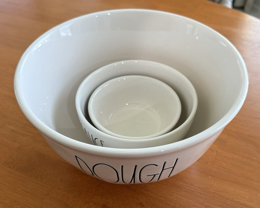 Rae Dunn Artisan Collection Pizza Night Bowl Set Microwave Dishwasher Safe White