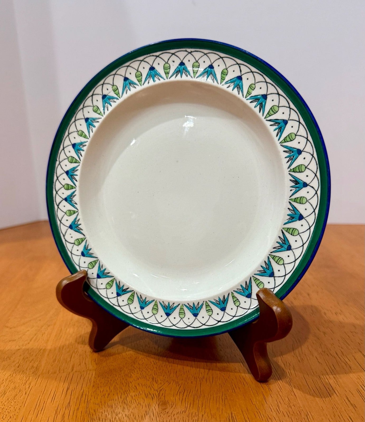 Vintage Teheran by Wedgwood Etruria England Green Blue Floral Pattern Plate