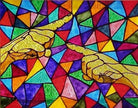 Church Signs American Sign Language Hand Painted Stained Glass 8 x 10 inch ASL