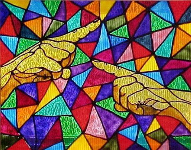 Church Signs American Sign Language Hand Painted Stained Glass 8 x 10 inch ASL