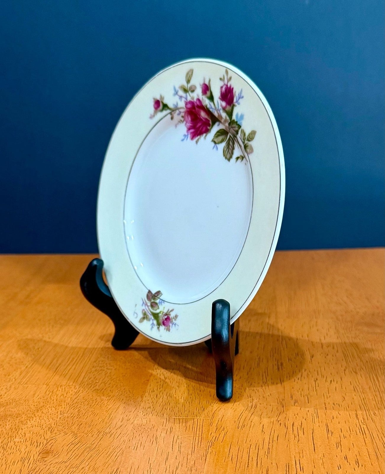 Vintage Moss Rose Pattern Bread & Butter Plate Made in Japan Gold Rim 6”