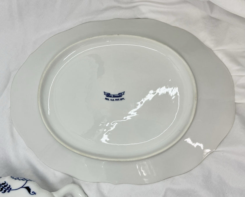 Vintage Blue Danube Oval Soup Tureen with Lid & Underplate Blue Onion Pattern