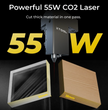xTool P2 55W Desktop CO2 Laser Cutter with Honeycomb Base and Riser Unit