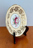 Vintage Foley EB Bone China Saucer Floral Center with Gold Gilt Grapevine Border