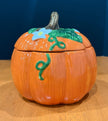 Vintage Royal Norfolk Ceramic Pumpkin Cookie Candy Jar with Lid Fall Autumn