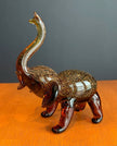 Dynasty Gallery Amber Art Glass Elephant Figurine with Gold Aventurine Flecks