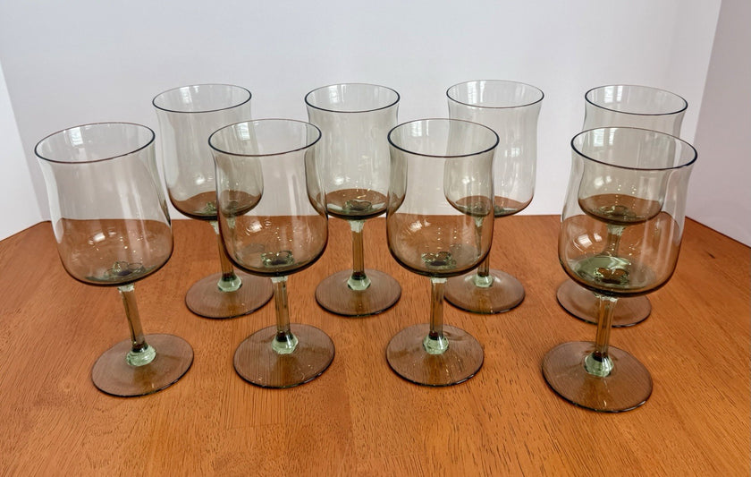 Vintage Set Of 8 Lenox Green Mist Wine Goblets Expression Line Smoky Green Sage