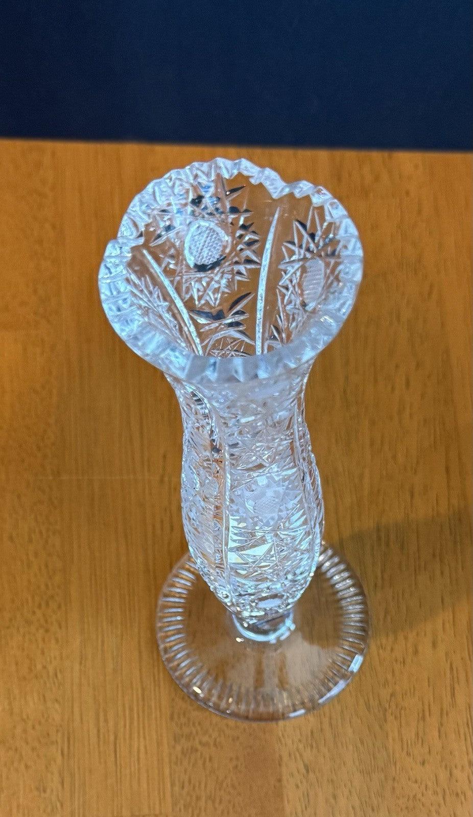 Vintage Lausitzer Crystal Bud Vase Hand Cut German 24% Leaded Crystal Hobstars