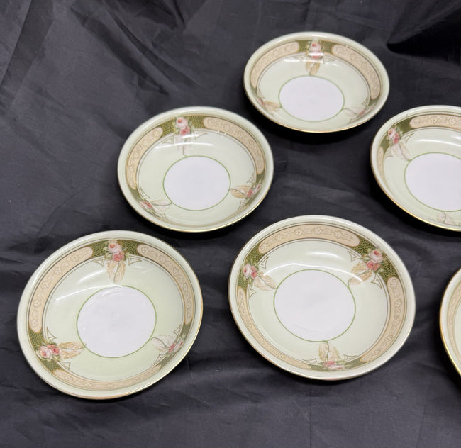 Antique Lot Of 6 Reinhold Schlegelmilch RS Germany Roses And Gold Dessert Bowls