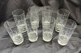 Set Of 8 Heavy Base Controlled Bubble Bottom Highball Glasses 16 oz DEK Engraved
