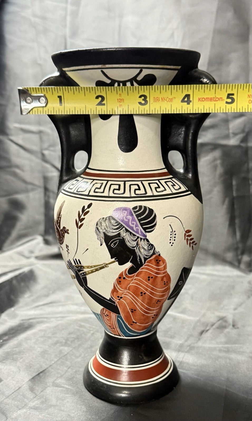 Vintage Amphora Made in Greece Hand Painted Art Pottery Greek Replica Urn Vase