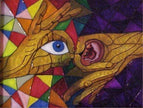 ASL Interpret Hand Painted Stained Glass Art Panel Framed Lexan 8x10 New Art