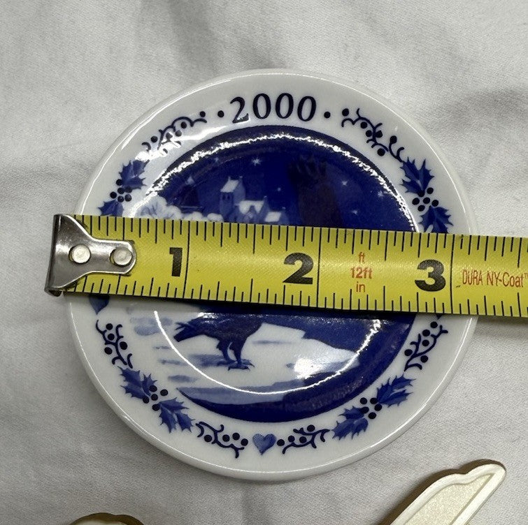 Vintage Royal Copenhagen Plates 2000 Christmas & Millennium Plates with Stands