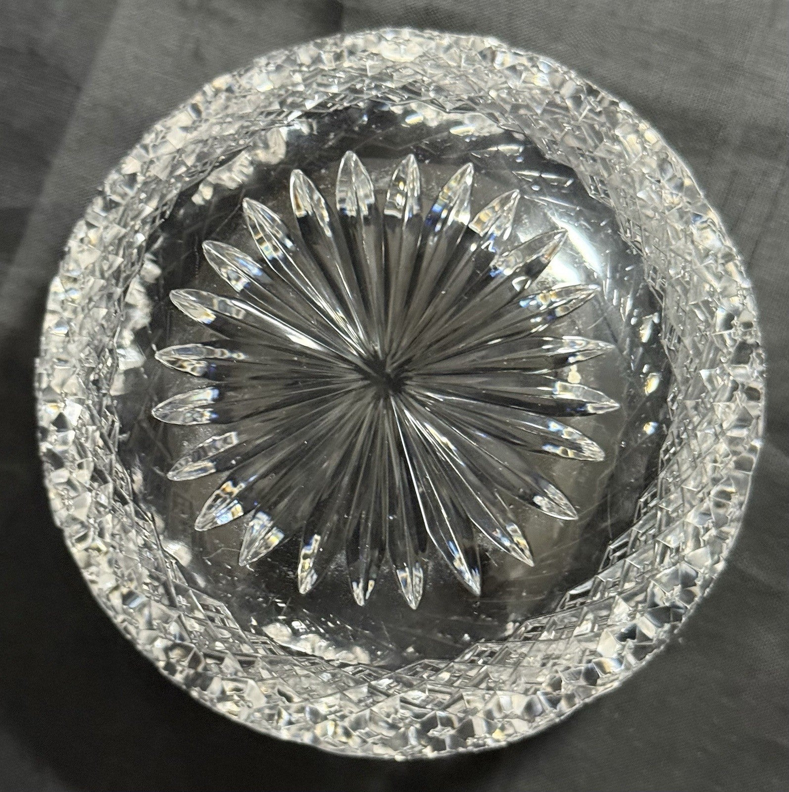 American Brilliant Period Cut Glass Finger Bowl Strawberry & Fans Pattern Rare!