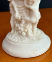 Antique 1900s Salt Dough Figural Cherub White Candlestick Holder
