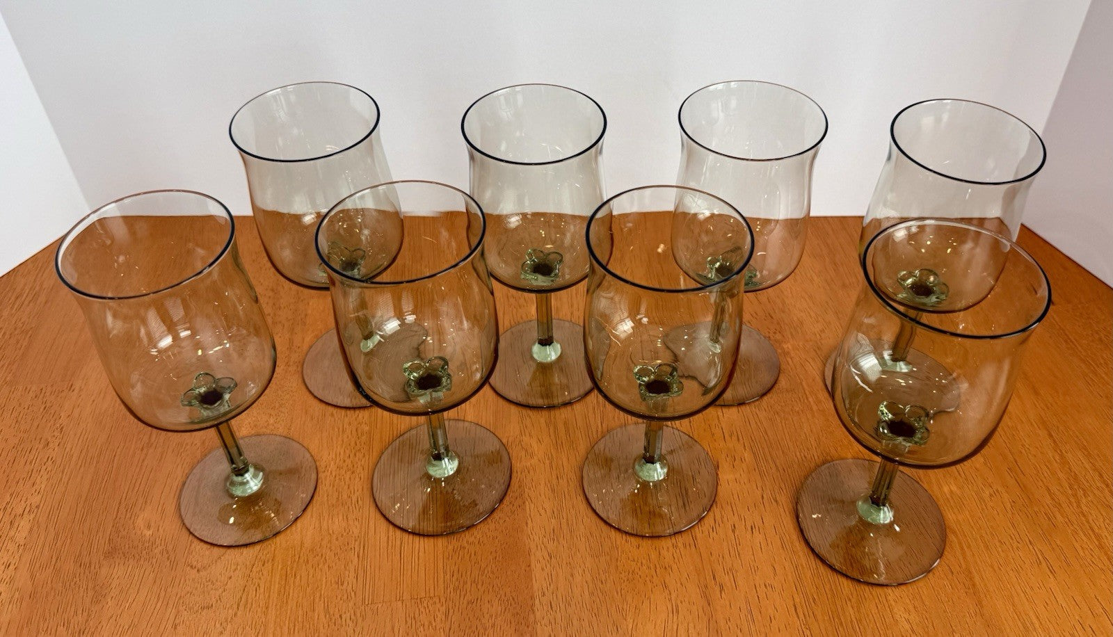 Vintage Set Of 8 Lenox Green Mist Wine Goblets Expression Line Smoky Green Sage