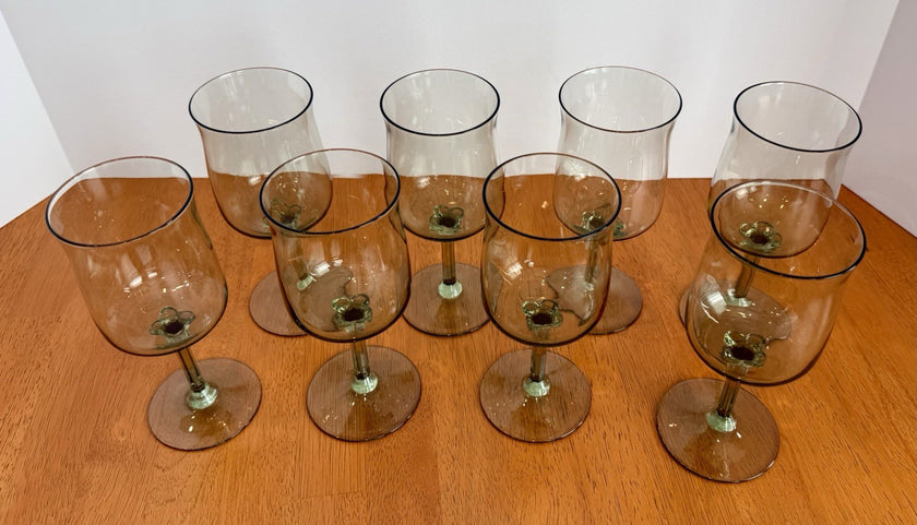 Vintage Set Of 8 Lenox Green Mist Wine Goblets Expression Line Smoky Green Sage