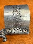 Vintage Silver Plated Filigree Glass Holder or Carafe Collar with Handle