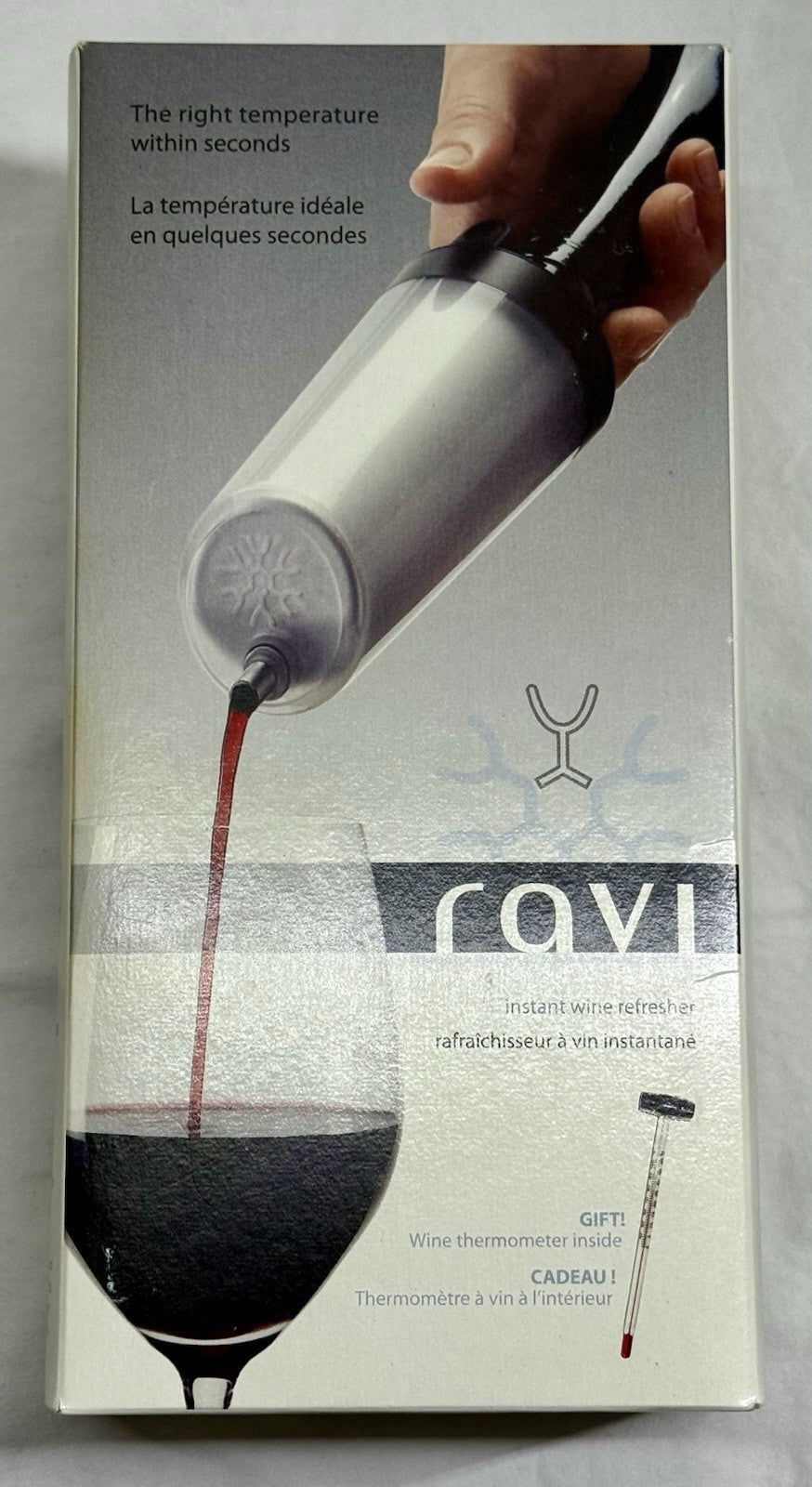 Ravi Instant WINE CHILLER Cooler Refresher With Bonus Thermometer NEW