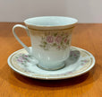 Vintage China Pearl Gigi Pattern Footed Tea Cup and Saucer Set