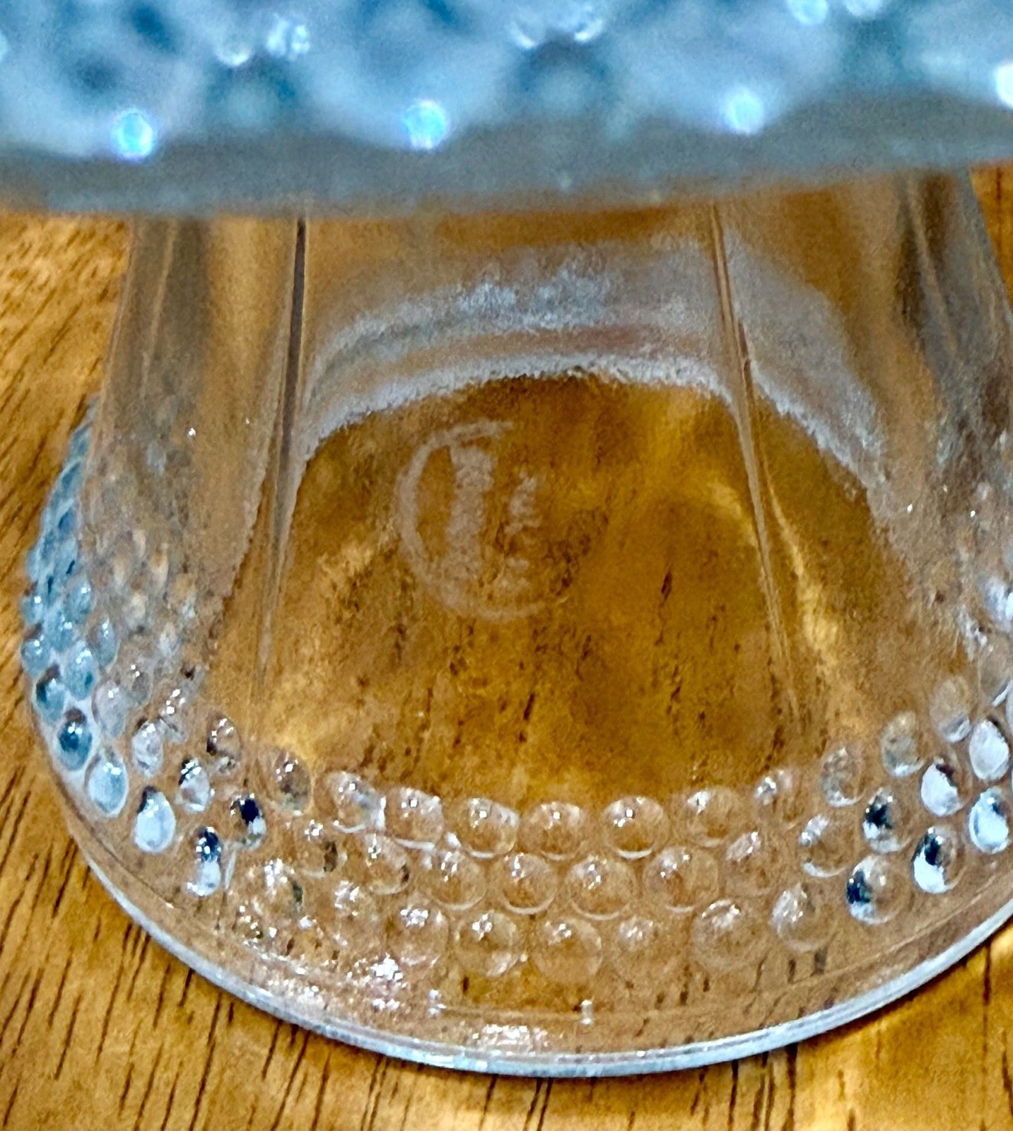 Vintage Clear Glass Pedestal Bowl Cake Stand with Beaded Hobnail Rim