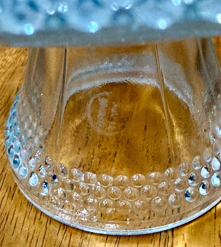 Vintage Clear Glass Pedestal Bowl Cake Stand with Beaded Hobnail Rim