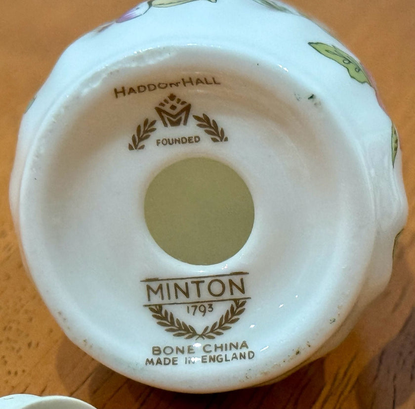 Vintage Minton Haddon Hall Bone China Salt and Pepper Shaker Set Floral
