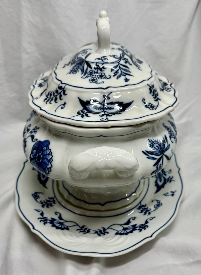 Vintage Blue Danube Oval Soup Tureen with Lid & Underplate Blue Onion Pattern