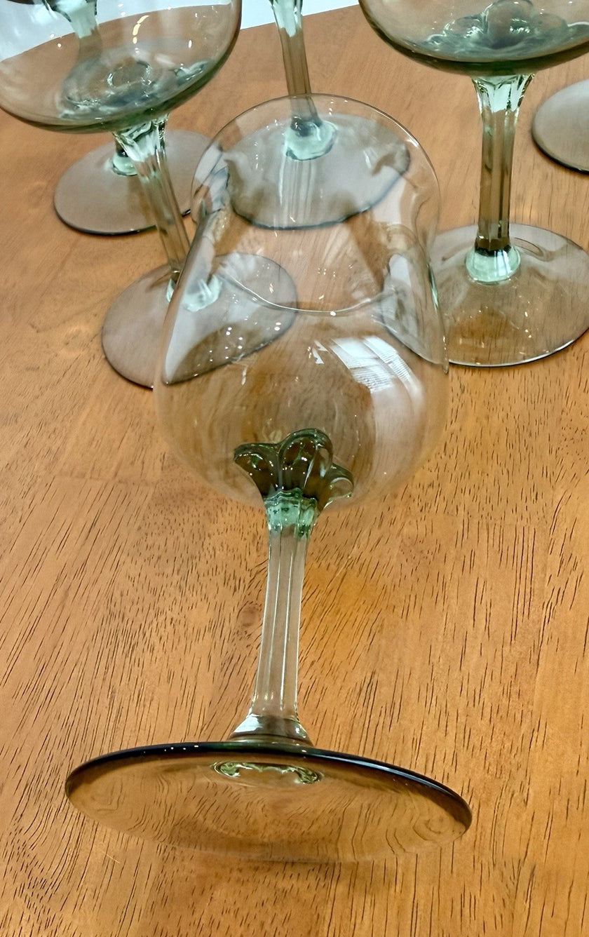 Vintage Set Of 8 Lenox Green Mist Water Goblets Expression Line Smoky Green Sage