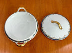 Vintage Limoges France Porcelain Covered Vegetable Serving Dish with Gold Trim