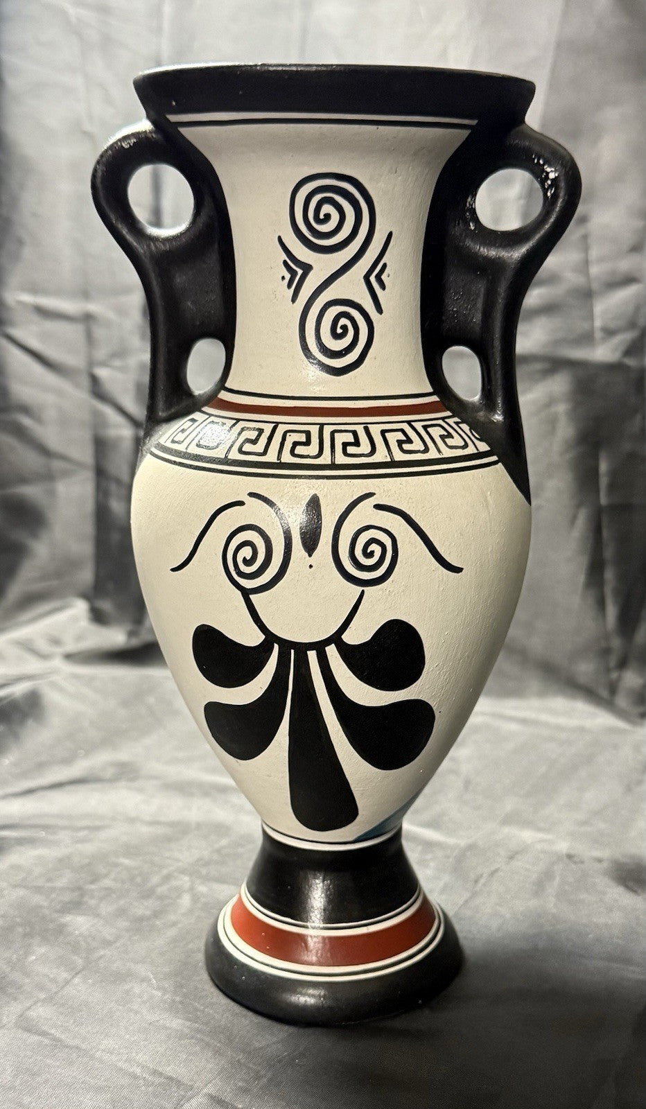 Vintage Amphora Made in Greece Hand Painted Art Pottery Greek Replica Urn Vase