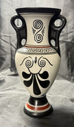 Vintage Amphora Made in Greece Hand Painted Art Pottery Greek Replica Urn Vase