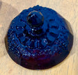 Vintage LG Wright Amethyst Purple Glass Pedestal Covered Candy Dish Grape Motif