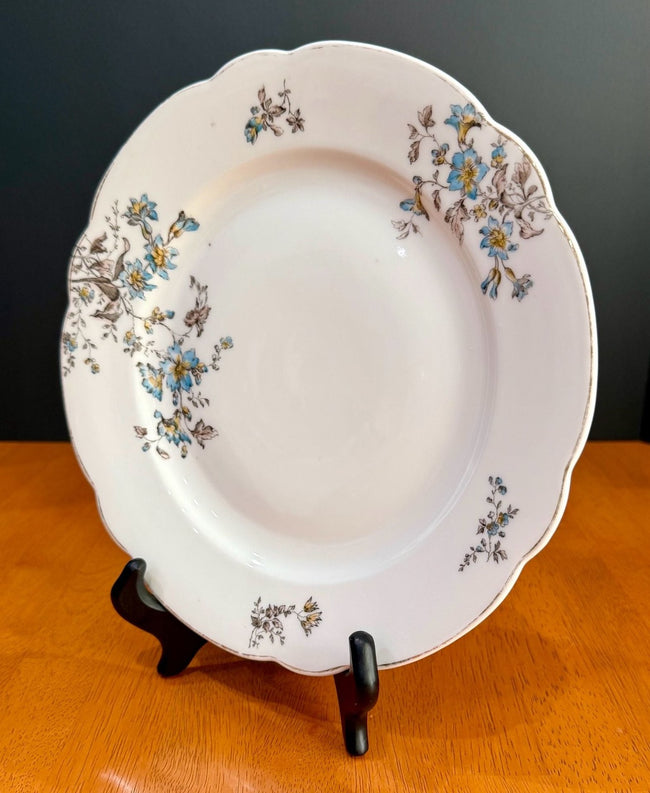 Vintage BSM Fine Porcelain Floral Scalloped Dinner Plate Blue Yellow