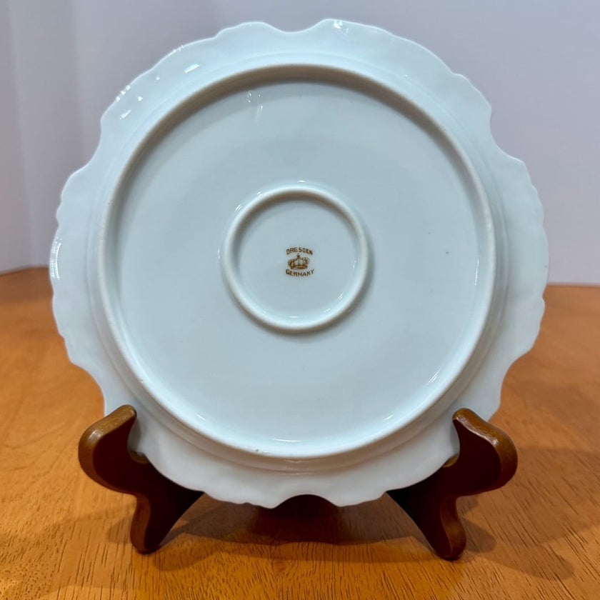 Vintage Dresden Germany Porcelain Floral Scalloped Salad plate 7 Inch
