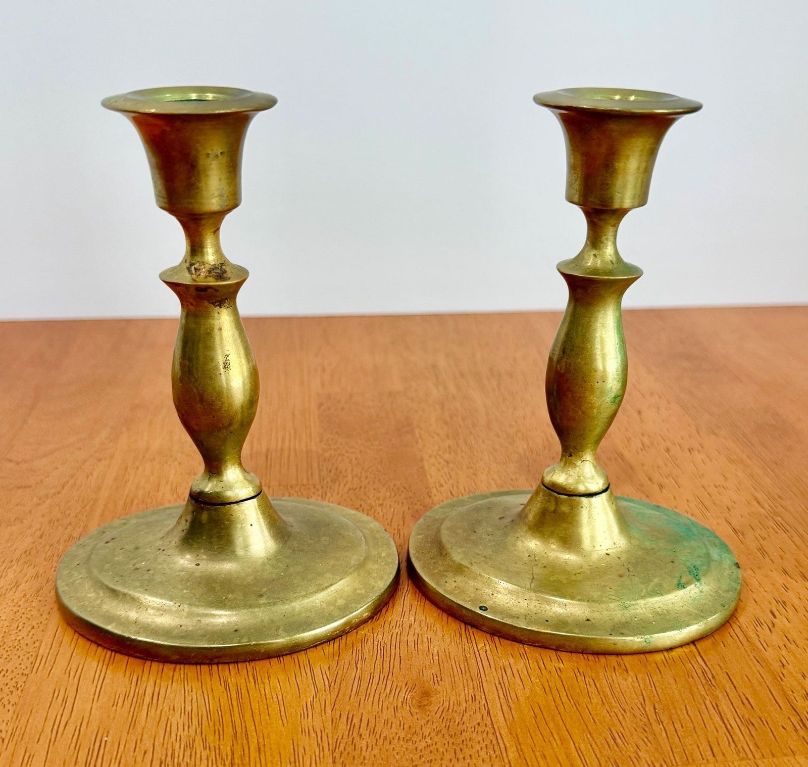 Vintage Solid Brass Candlestick Holders Set of 2