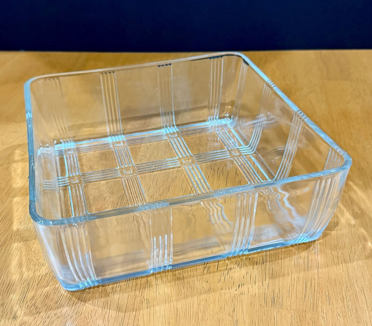Vintage Hazel Atlas Clear Glass Square Baking Tart Pan Refrigerator Dish