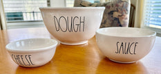 Rae Dunn Artisan Collection Pizza Night Bowl Set Microwave Dishwasher Safe White