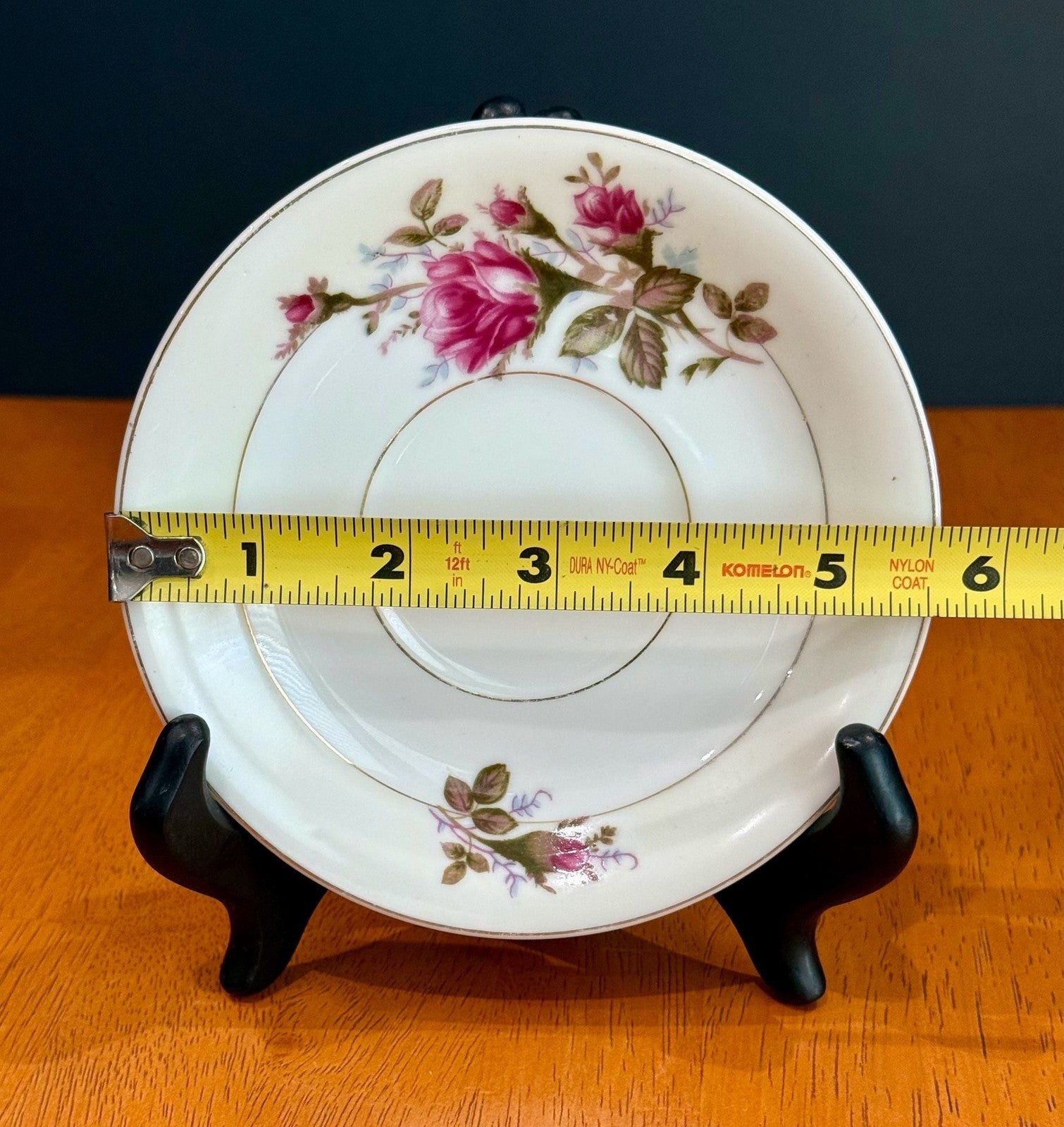 Vintage Fine China Moss Rose Pattern Teacup Saucer Made in Japan