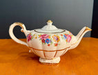Vintage Arthur Wood Floral Design Teapot with Gold Trim #4549 Repaired