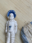 Antique Bisque Frozen Charlotte Penny Doll Blue Hat Sailor Figurine Miniature