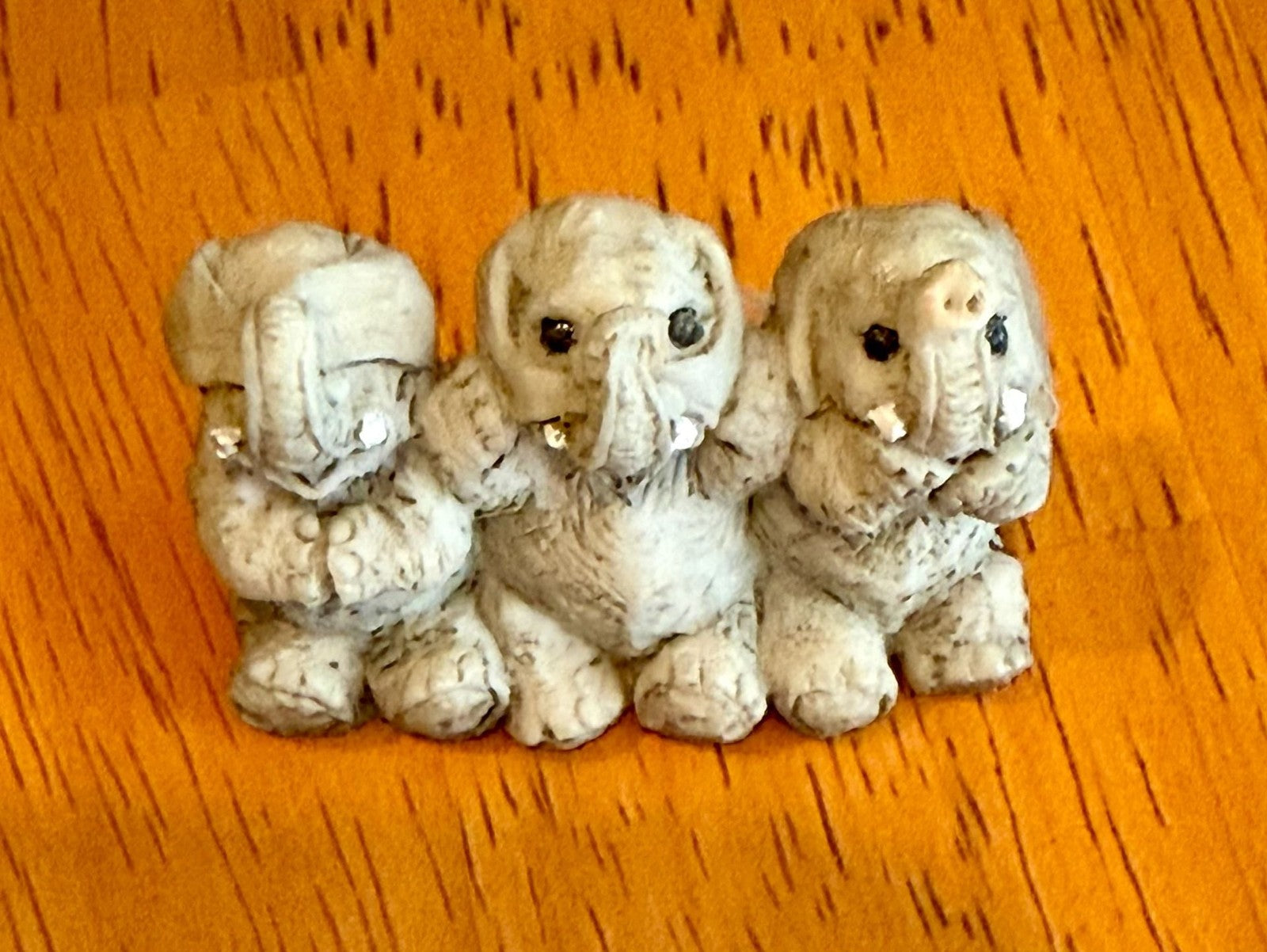 Stone Critters Vintage Three Wise Elephants Figurine Hear See Speak No Evil SC-423