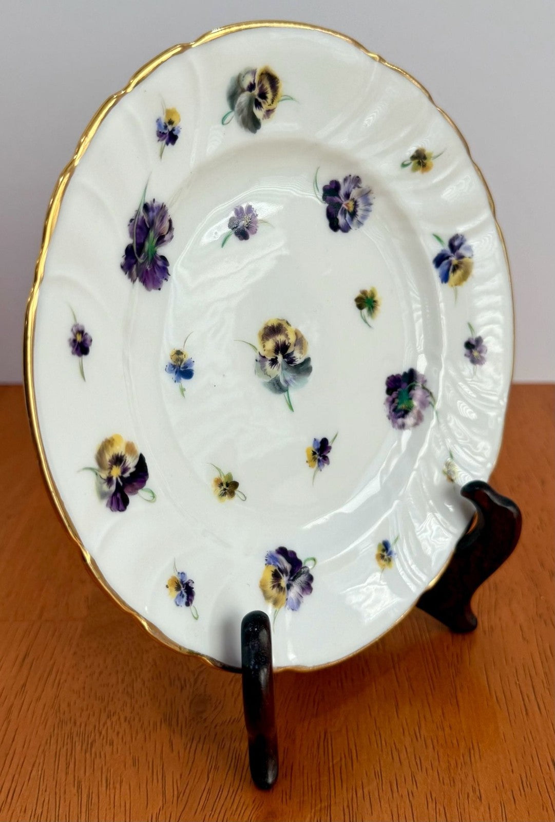Vintage Dresden RK Richard Klemm Pansy Floral Scalloped Porcelain Plate 6.5