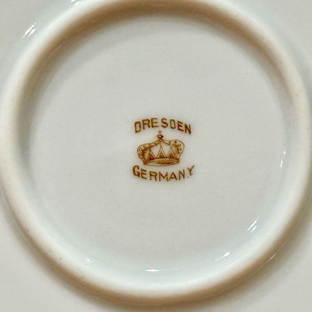 Vintage Dresden Germany Porcelain Floral Scalloped Salad plate 7 Inch