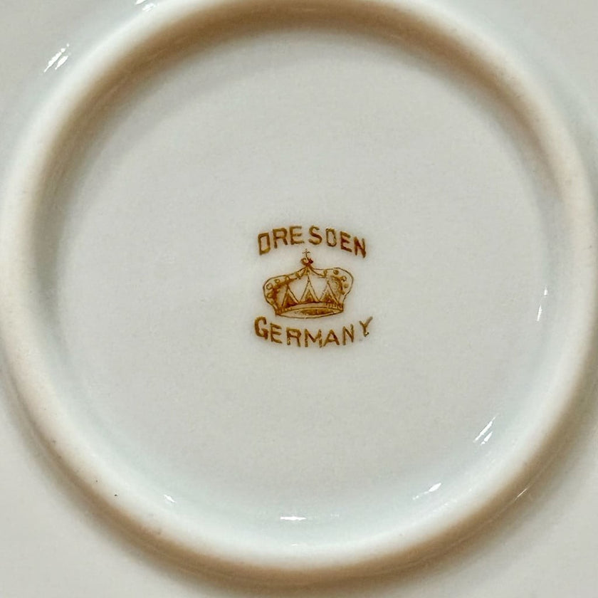 Vintage Dresden Germany Porcelain Floral Scalloped Salad plate 7 Inch