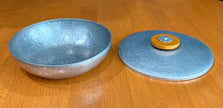 Vintage Buenilum Handwrought Hammered Aluminum Trinket Dish with Bakelite Flower