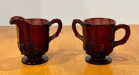 Vintage Westmoreland Amethyst Glass Purple Creamer & Sugar Set Grape & Vine